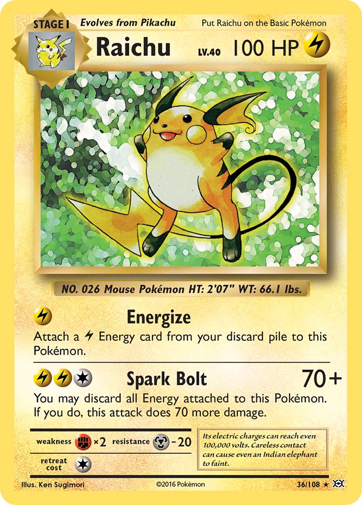 Raichu (36/108) (Theme Deck Exclusive) [XY: Evolutions] | Jomio and Rueliete's Cards and Comics