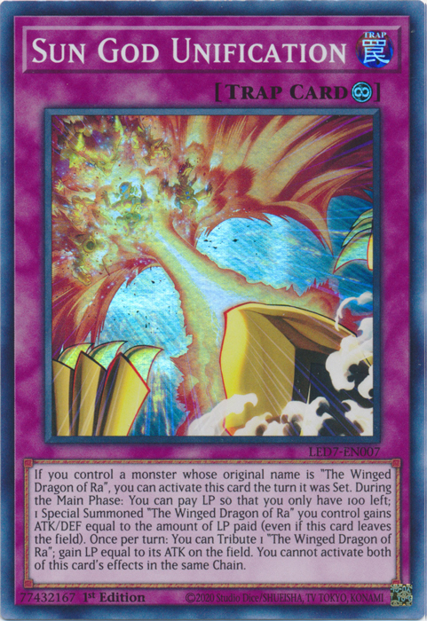 Sun God Unification [LED7-EN007] Super Rare | Jomio and Rueliete's Cards and Comics