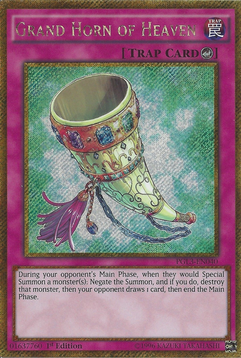Grand Horn of Heaven [PGL3-EN040] Gold Secret Rare | Jomio and Rueliete's Cards and Comics