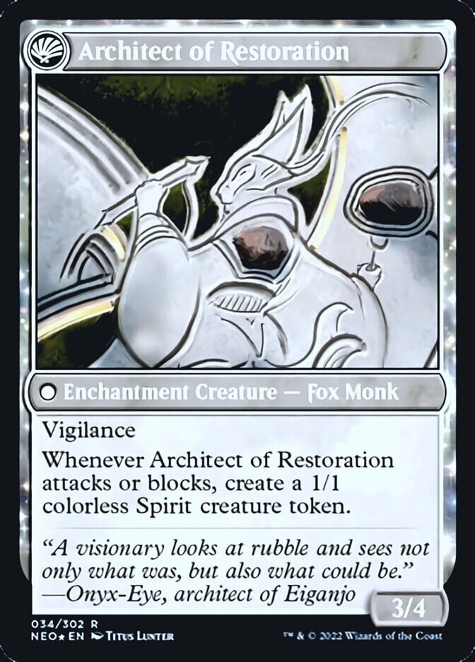 The Restoration of Eiganjo // Architect of Restoration [Kamigawa: Neon Dynasty Prerelease Promos] | Jomio and Rueliete's Cards and Comics