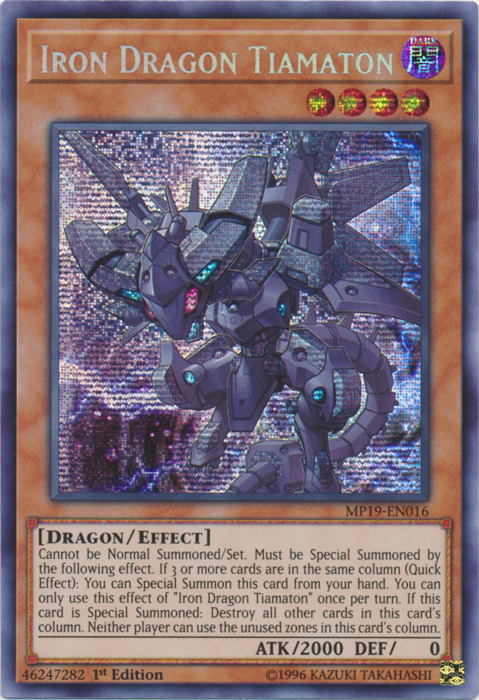 Iron Dragon Tiamaton [MP19-EN016] Prismatic Secret Rare | Jomio and Rueliete's Cards and Comics