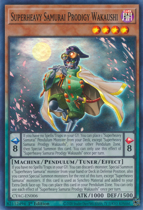 Superheavy Samurai Prodigy Wakaushi [CYAC-EN006] Super Rare | Jomio and Rueliete's Cards and Comics