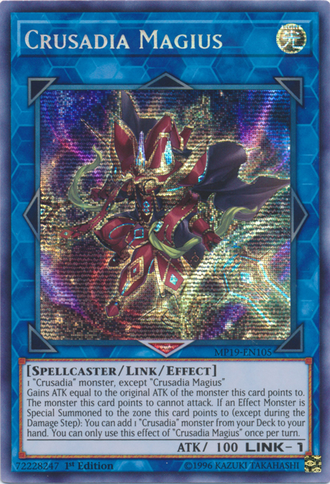 Crusadia Magius [MP19-EN105] Prismatic Secret Rare | Jomio and Rueliete's Cards and Comics