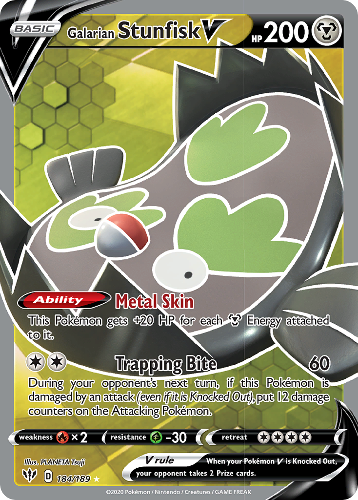 Galarian Stunfisk V (184/189) [Sword & Shield: Darkness Ablaze] | Jomio and Rueliete's Cards and Comics