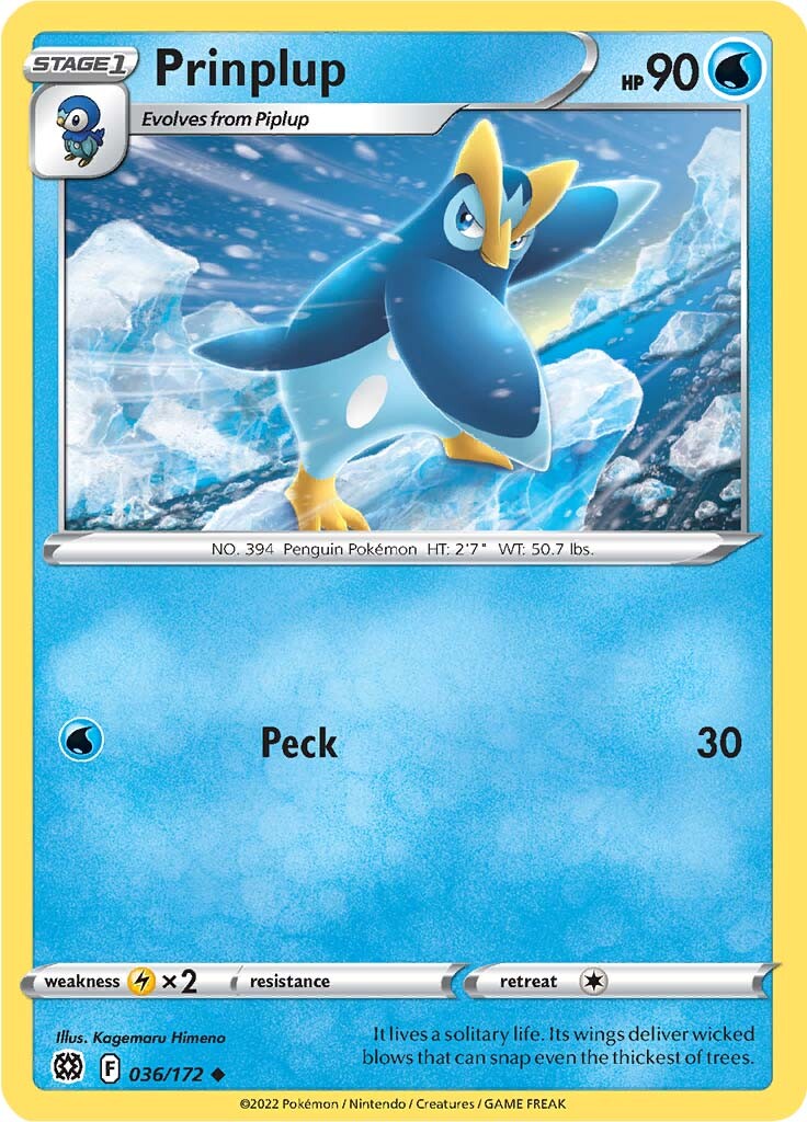 Prinplup (036/172) [Sword & Shield: Brilliant Stars] | Jomio and Rueliete's Cards and Comics