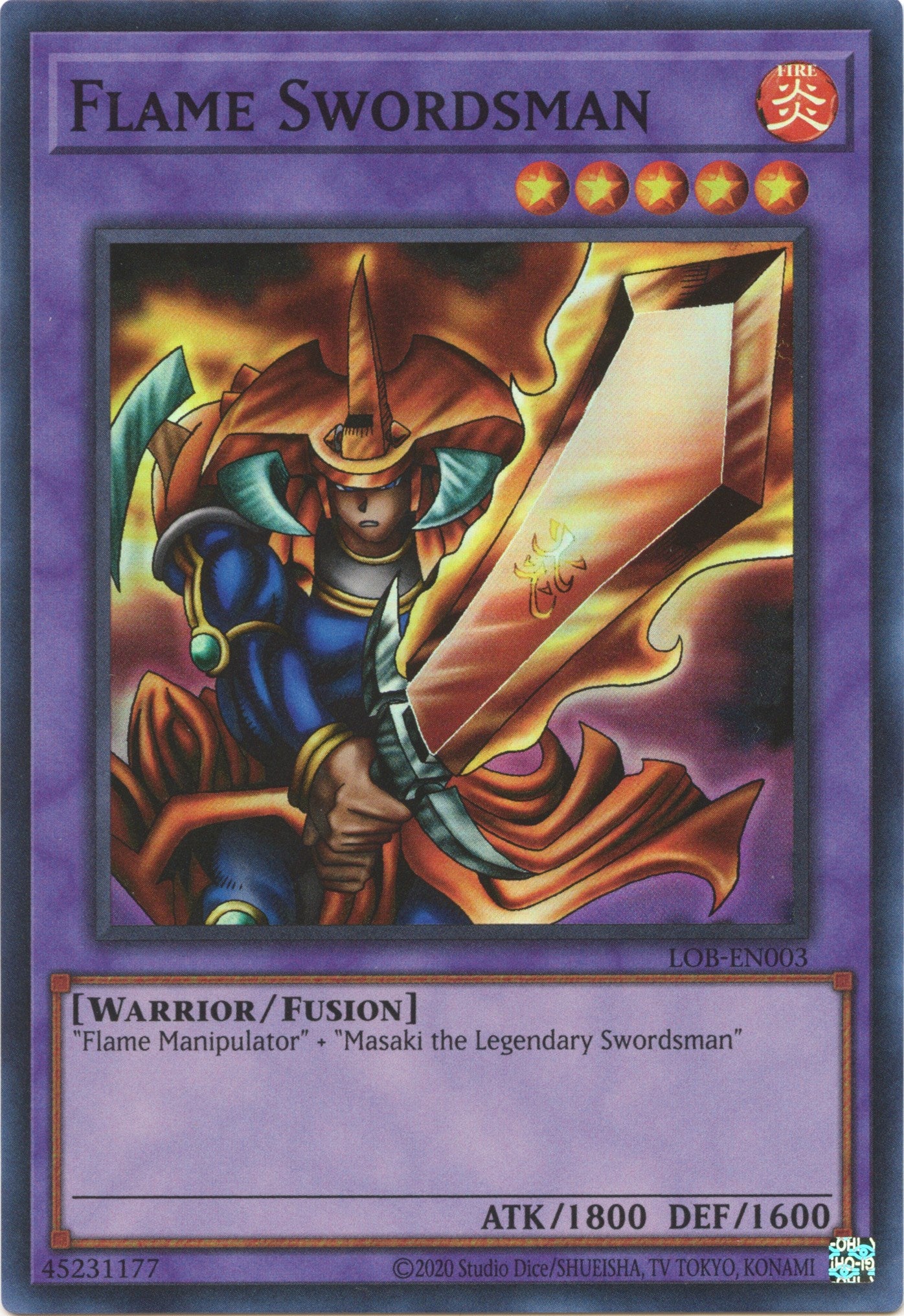 Flame Swordsman (25th Anniversary) [LOB-EN003] Super Rare | Jomio and Rueliete's Cards and Comics