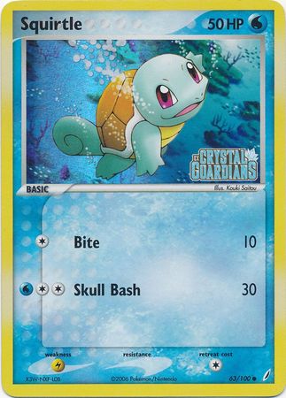 Squirtle (63/100) (Stamped) [EX: Crystal Guardians] | Jomio and Rueliete's Cards and Comics