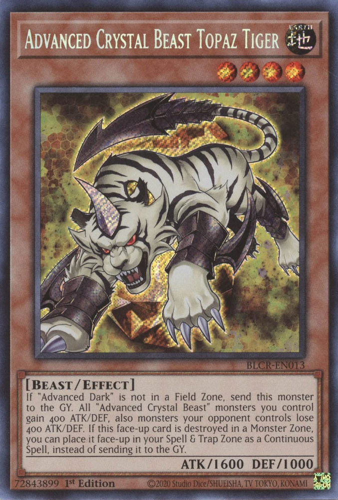 Advanced Crystal Beast Topaz Tiger [BLCR-EN013] Secret Rare | Jomio and Rueliete's Cards and Comics