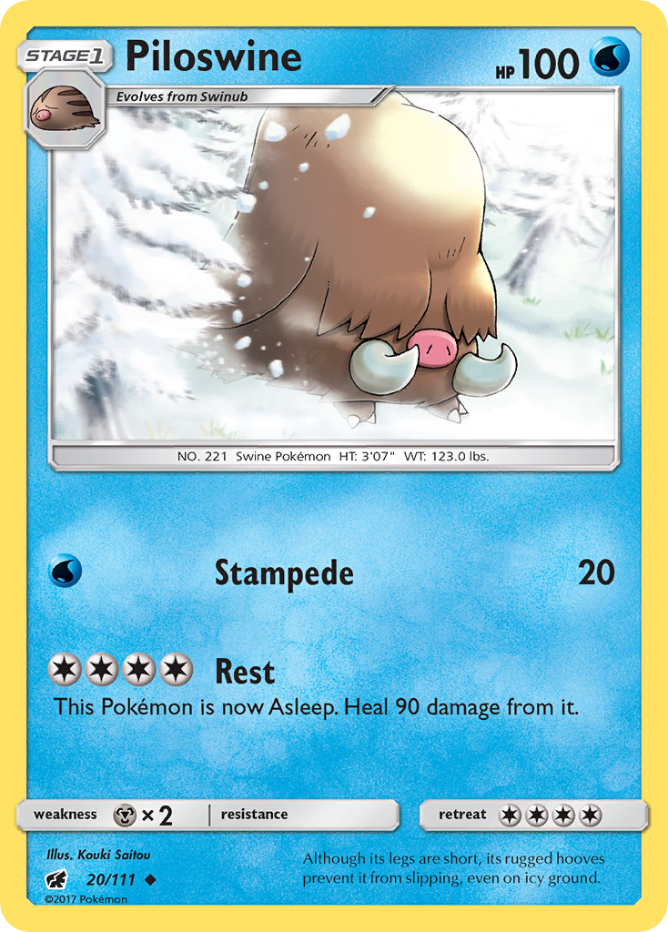 Piloswine (20/111) [Sun & Moon: Crimson Invasion] | Jomio and Rueliete's Cards and Comics