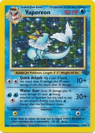 Vaporeon (12/64) [Jungle Unlimited] | Jomio and Rueliete's Cards and Comics