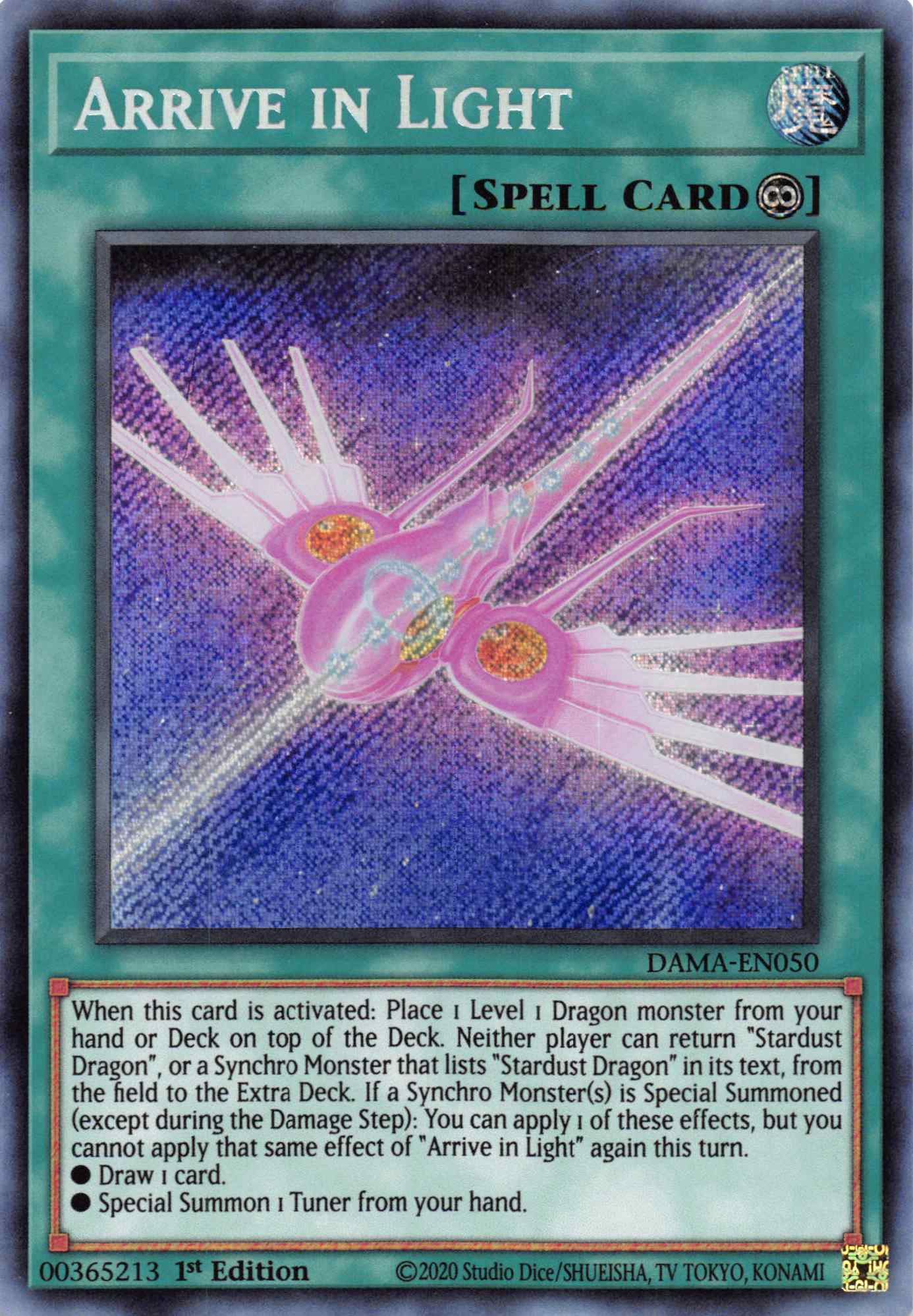 Arrive in Light [DAMA-EN050] Secret Rare | Jomio and Rueliete's Cards and Comics