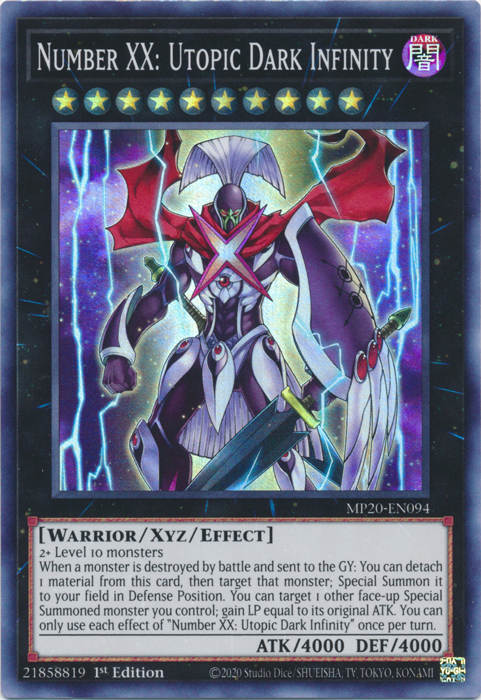 Number XX: Utopic Dark Infinity [MP20-EN094] Super Rare | Jomio and Rueliete's Cards and Comics
