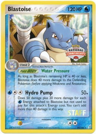 Blastoise (14/100) (National Championship Promo Staff) [EX: Crystal Guardians] | Jomio and Rueliete's Cards and Comics