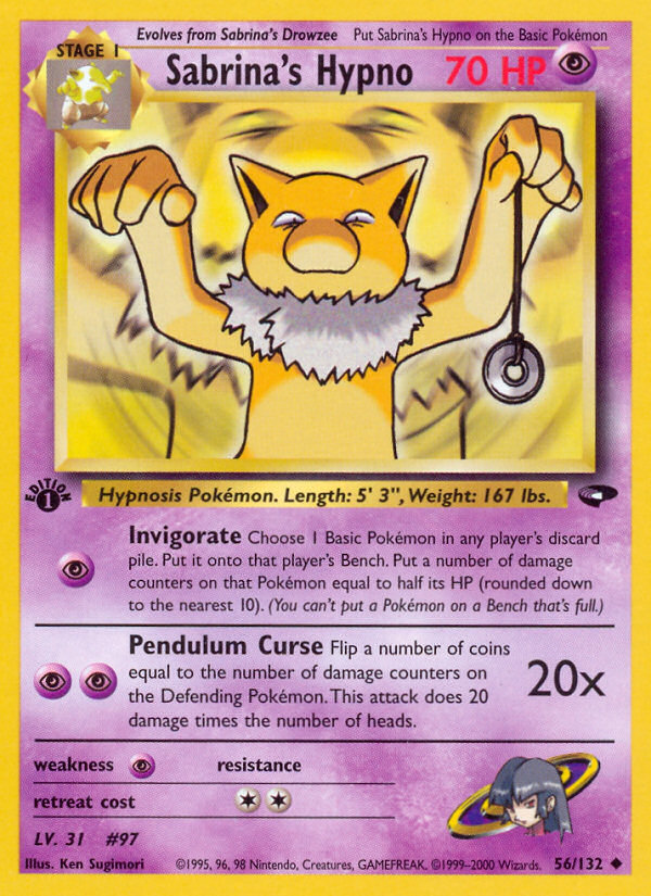 Sabrina's Hypno (56/132) [Gym Challenge 1st Edition] | Jomio and Rueliete's Cards and Comics