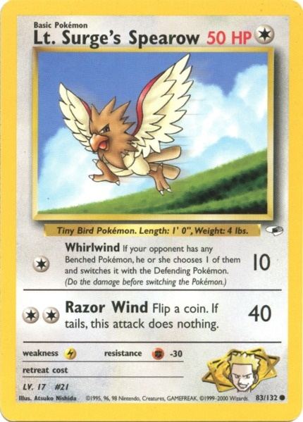 Lt. Surge's Spearow (83/132) [Gym Heroes Unlimited] | Jomio and Rueliete's Cards and Comics