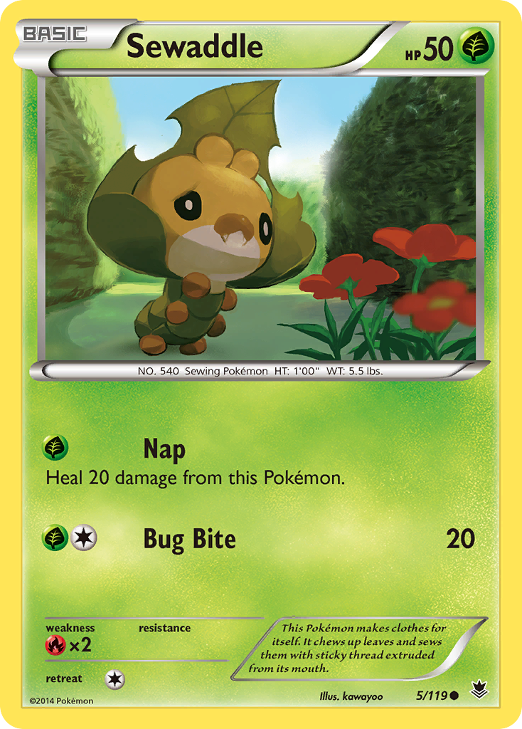 Sewaddle (5/119) [XY: Phantom Forces] | Jomio and Rueliete's Cards and Comics