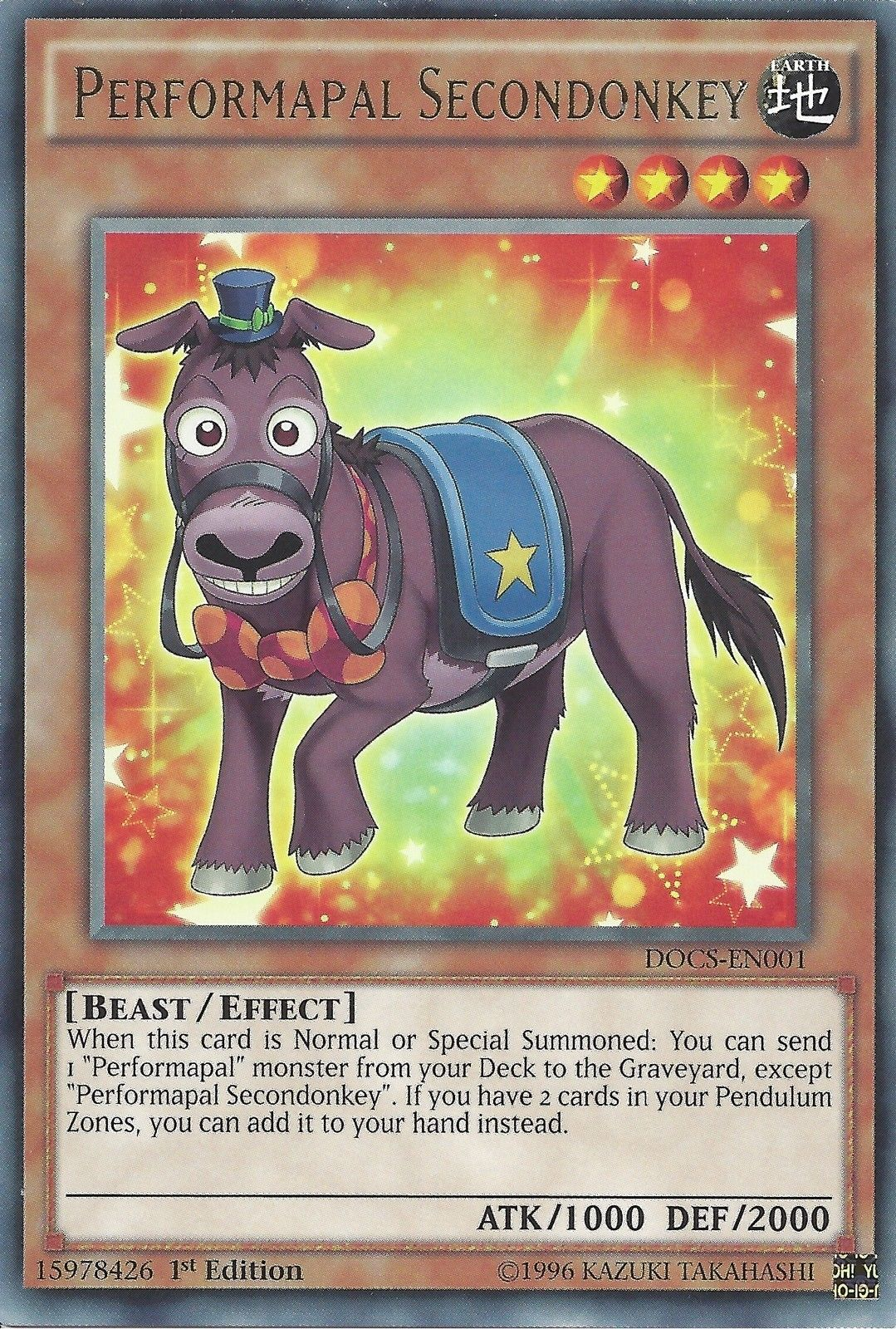 Performapal Secondonkey [DOCS-EN001] Rare | Jomio and Rueliete's Cards and Comics