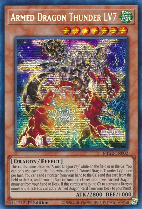 Armed Dragon Thunder LV7 [MP22-EN002] Prismatic Secret Rare | Jomio and Rueliete's Cards and Comics