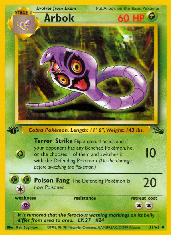 Arbok (31/62) [Fossil 1st Edition] | Jomio and Rueliete's Cards and Comics