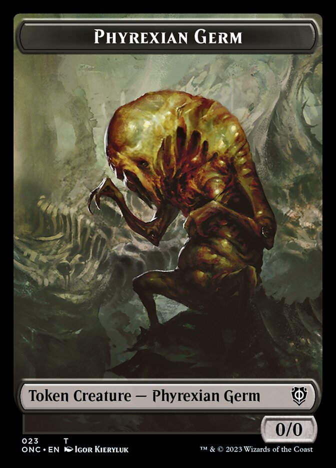 Phyrexian Mite (011) // Phyrexian Germ Double-Sided Token [Phyrexia: All Will Be One Commander Tokens] | Jomio and Rueliete's Cards and Comics