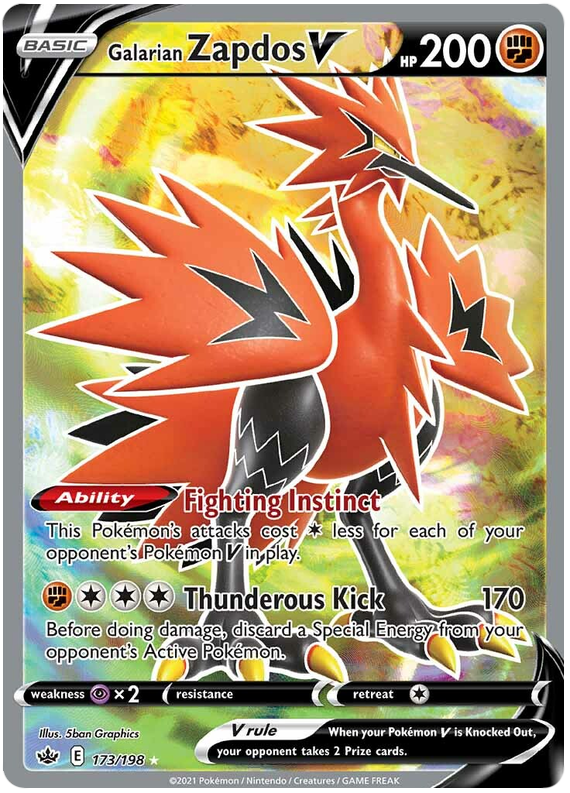 Galarian Zapdos V (173/198) [Sword & Shield: Chilling Reign] | Jomio and Rueliete's Cards and Comics