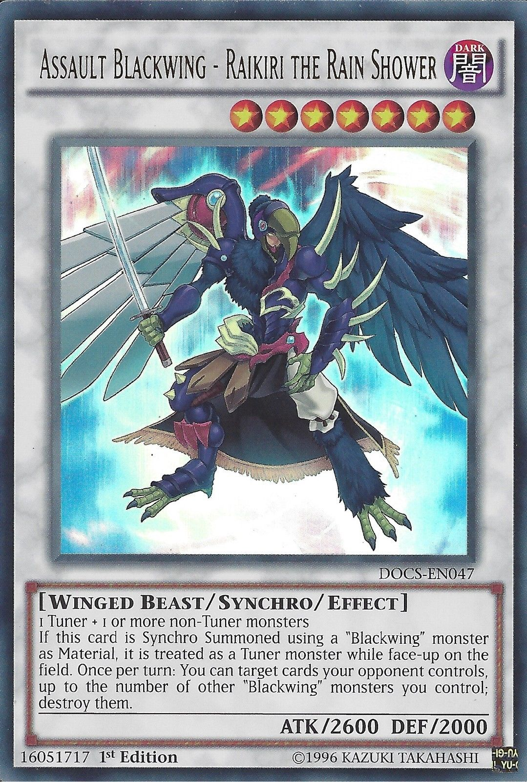 Assault Blackwing - Raikiri the Rain Shower [DOCS-EN047] Ultra Rare | Jomio and Rueliete's Cards and Comics