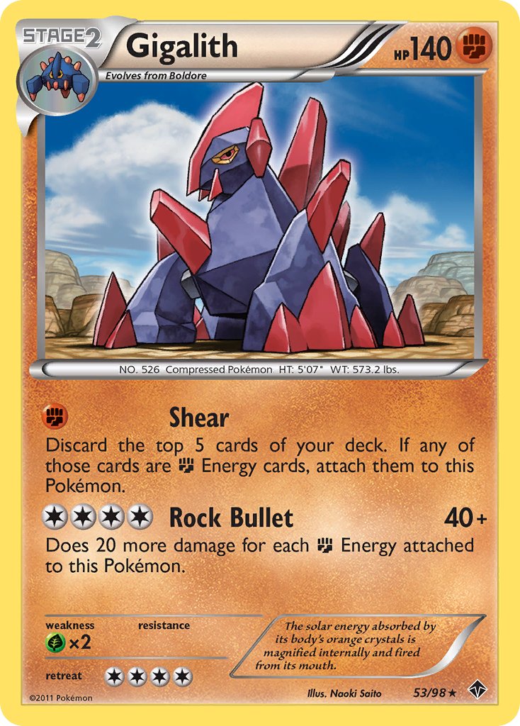 Gigalith (53/98) (Cracked Ice Holo) (Blister Exclusive) [Black & White: Emerging Powers] | Jomio and Rueliete's Cards and Comics