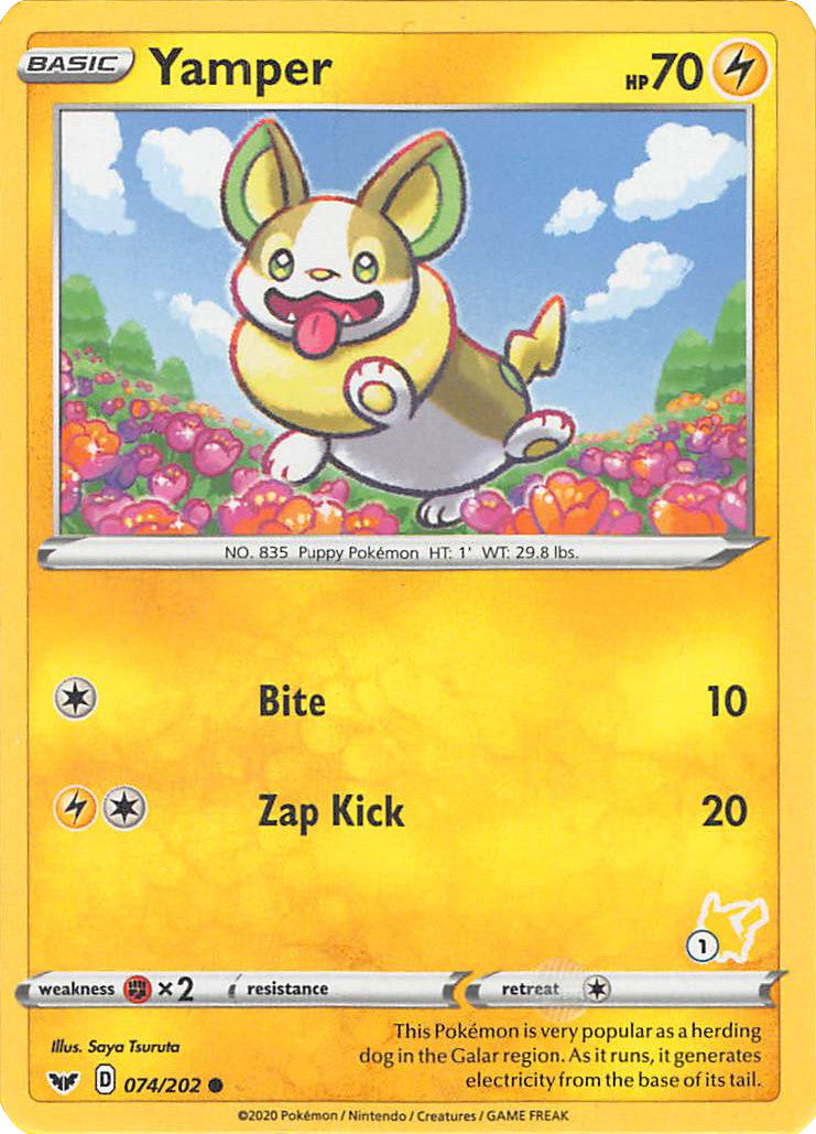 Yamper (074/202) (Pikachu Stamp #1) [Battle Academy 2022] | Jomio and Rueliete's Cards and Comics