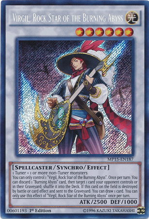 Virgil, Rock Star of the Burning Abyss [MP15-EN187] Secret Rare | Jomio and Rueliete's Cards and Comics
