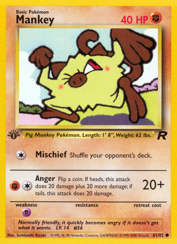 Mankey (61/82) [Team Rocket 1st Edition] | Jomio and Rueliete's Cards and Comics