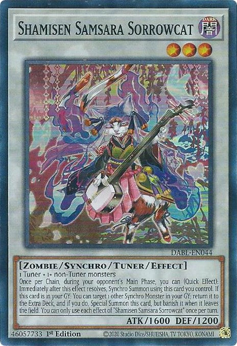 Shamisen Samsara Sorrowcat [DABL-EN044] Super Rare | Jomio and Rueliete's Cards and Comics