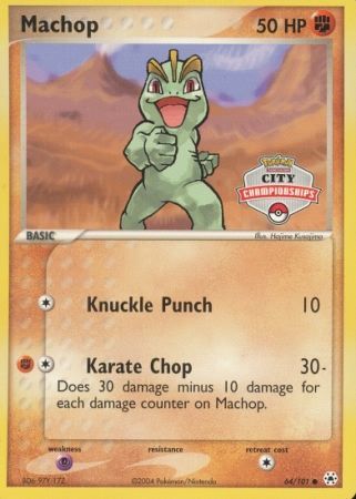 Machop (64/101) (City Championship Promo) [EX: Hidden Legends] | Jomio and Rueliete's Cards and Comics