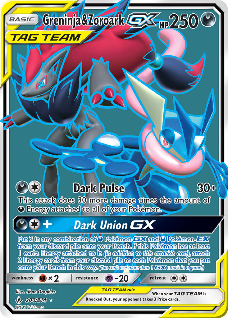 Greninja & Zoroark GX (200/214) [Sun & Moon: Unbroken Bonds] | Jomio and Rueliete's Cards and Comics
