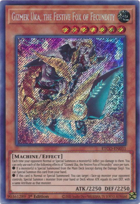 Gizmek Uka, the Festive Fox of Fecundity [ETCO-EN031] Secret Rare | Jomio and Rueliete's Cards and Comics