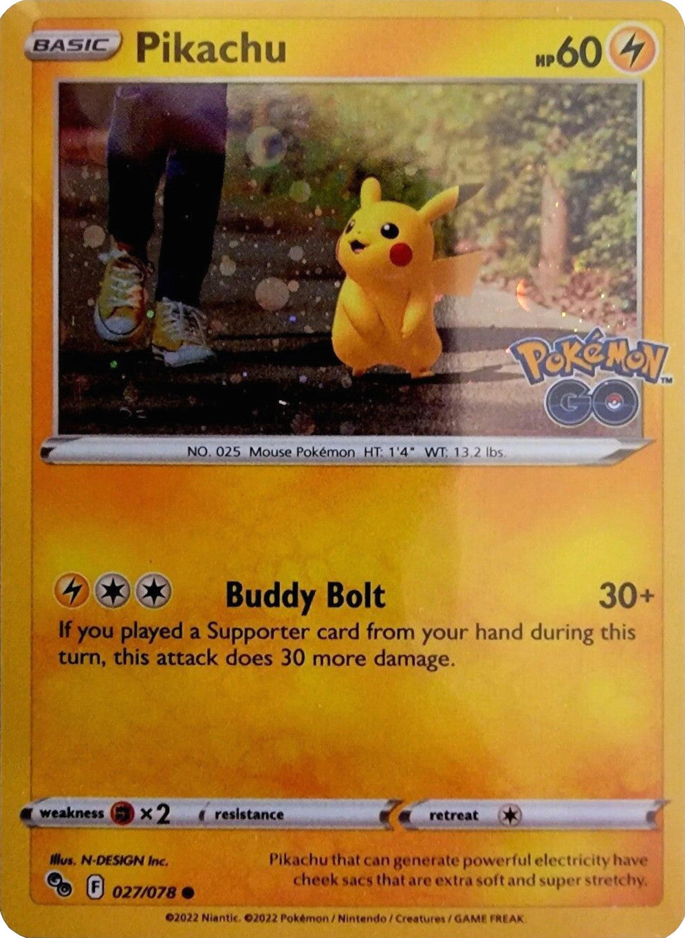 Pikachu (027/078) (Cosmos Holo) [Pokémon GO] | Jomio and Rueliete's Cards and Comics