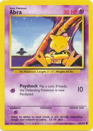 Abra (43/102) [Base Set Unlimited] | Jomio and Rueliete's Cards and Comics