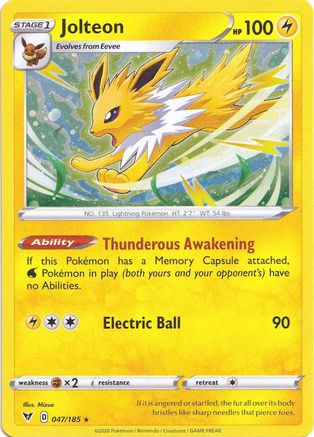 Jolteon (047/185) (Cosmos Holo) [Sword & Shield: Vivid Voltage] | Jomio and Rueliete's Cards and Comics