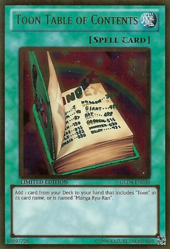 Toon Table of Contents [GLD4-EN039] Gold Rare | Jomio and Rueliete's Cards and Comics