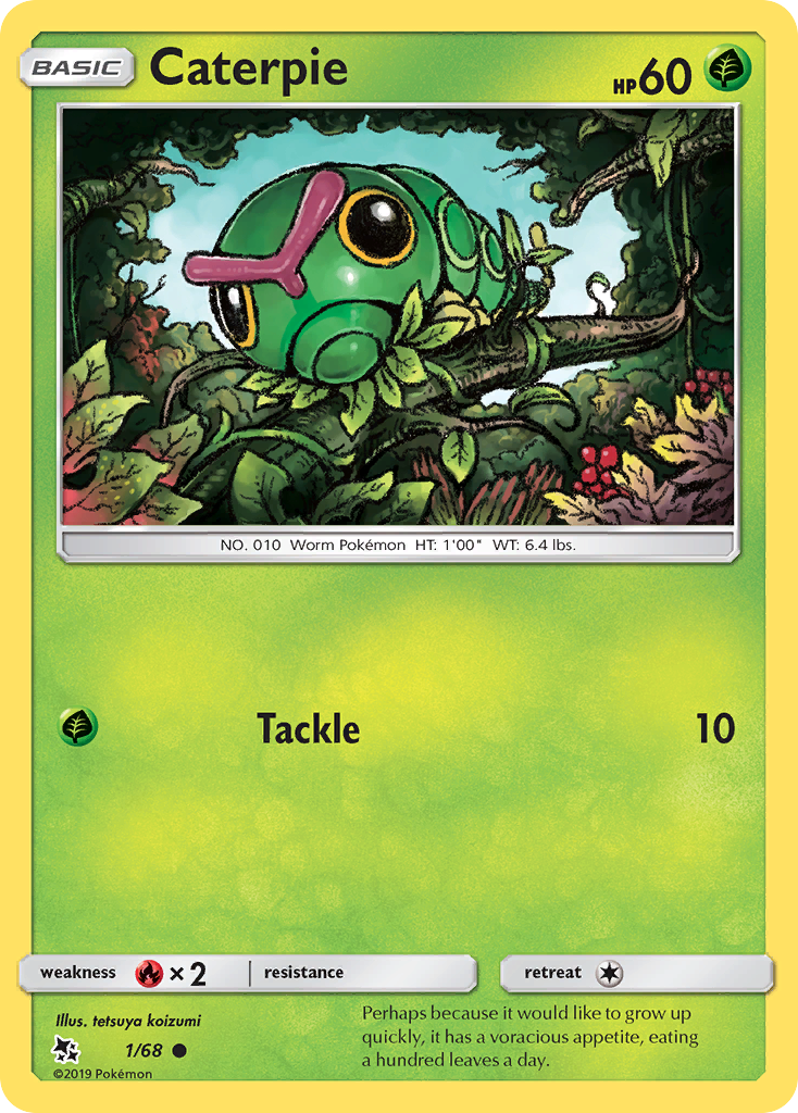 Caterpie (1/68) [Sun & Moon: Hidden Fates] | Jomio and Rueliete's Cards and Comics