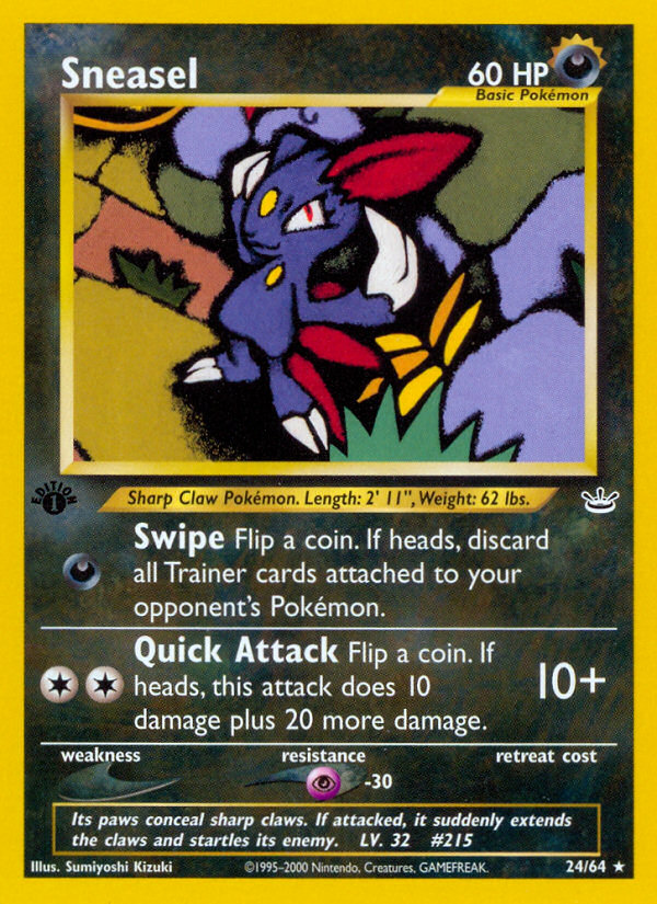 Sneasel (24/64) [Neo Revelation 1st Edition] | Jomio and Rueliete's Cards and Comics