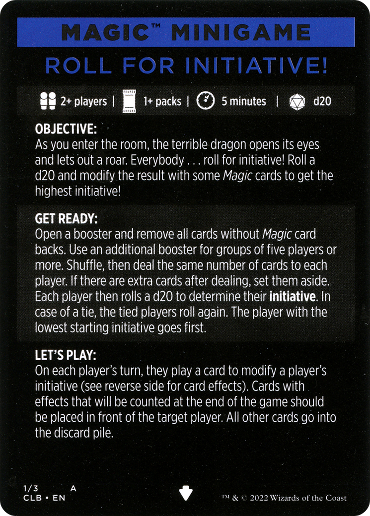 Roll for Initiative! (Magic Minigame) [Commander Legends: Battle for Baldur's Gate Minigame] | Jomio and Rueliete's Cards and Comics