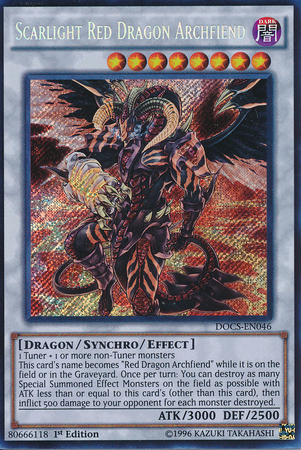Scarlight Red Dragon Archfiend [DOCS-EN046] Secret Rare | Jomio and Rueliete's Cards and Comics