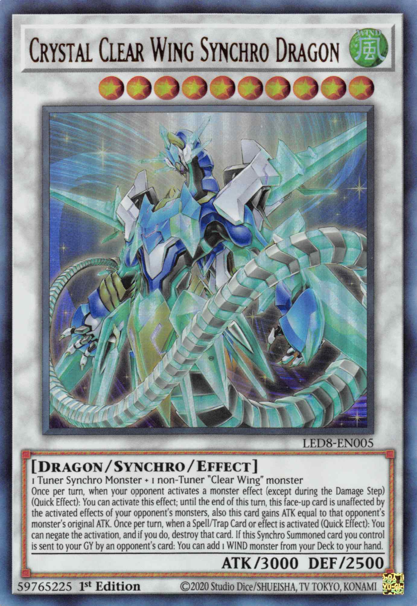 Crystal Clear Wing Synchro Dragon [LED8-EN005] Ultra Rare | Jomio and Rueliete's Cards and Comics