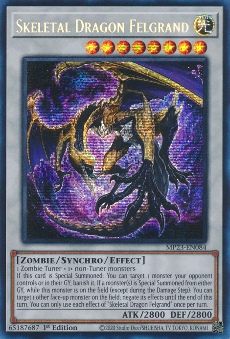 Skeletal Dragon Felgrand [MP23-EN084] Prismatic Secret Rare | Jomio and Rueliete's Cards and Comics