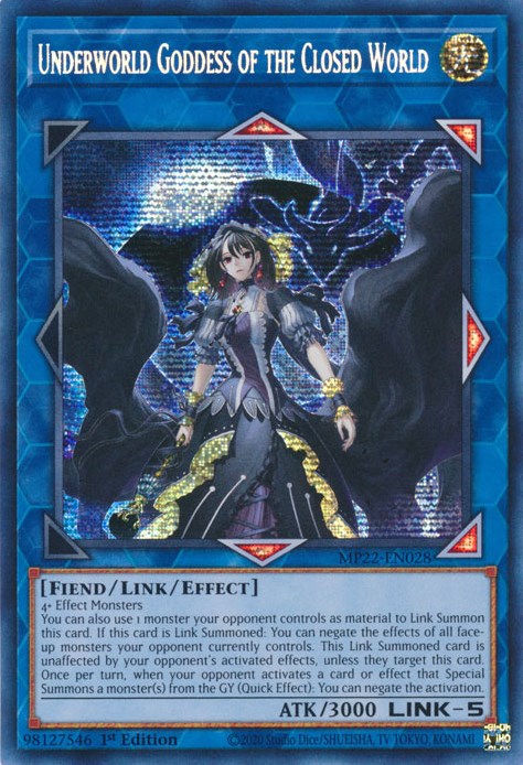 Underworld Goddess of the Closed World [MP22-EN028] Prismatic Secret Rare | Jomio and Rueliete's Cards and Comics