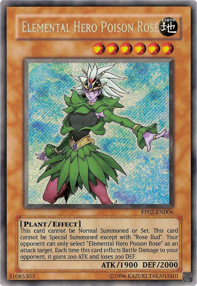 Elemental Hero Poison Rose [PP02-EN006] Secret Rare | Jomio and Rueliete's Cards and Comics