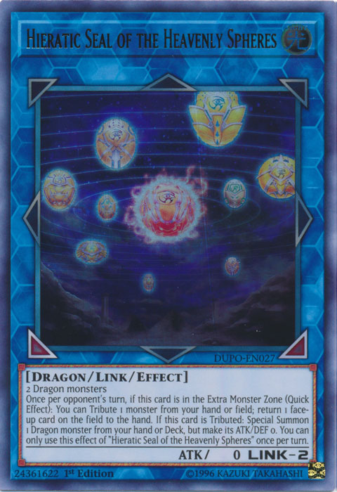 Hieratic Seal of the Heavenly Spheres [DUPO-EN027] Ultra Rare | Jomio and Rueliete's Cards and Comics