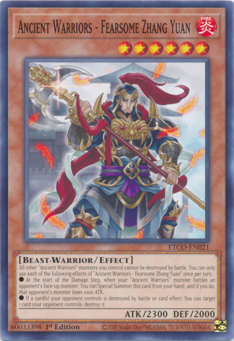 Ancient Warriors - Fearsome Zhang Yuan [ETCO-EN021] Common | Jomio and Rueliete's Cards and Comics