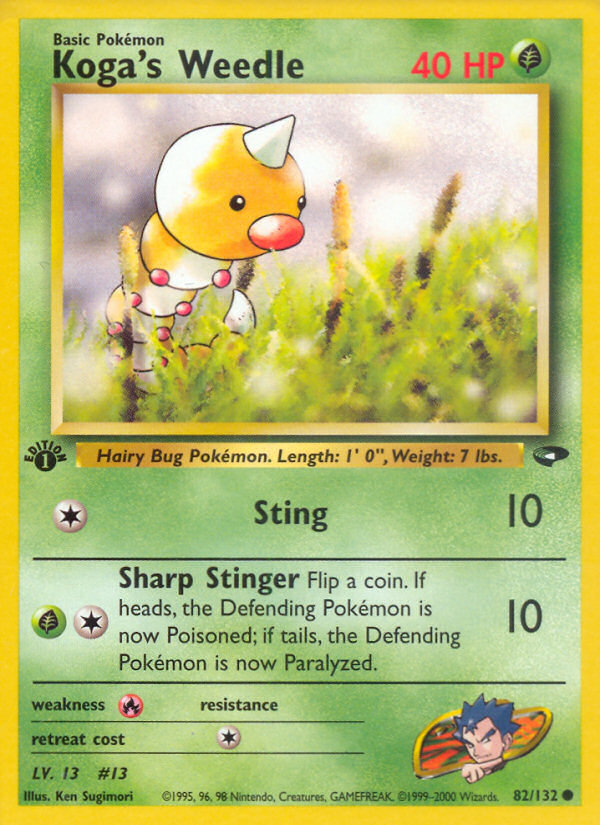 Koga's Weedle (82/132) [Gym Challenge 1st Edition] | Jomio and Rueliete's Cards and Comics