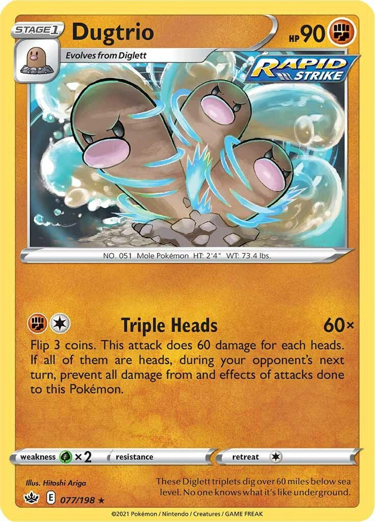Dugtrio (077/198) [Sword & Shield: Chilling Reign] | Jomio and Rueliete's Cards and Comics